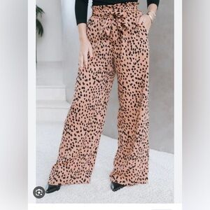 Cheetah wide, leg pants